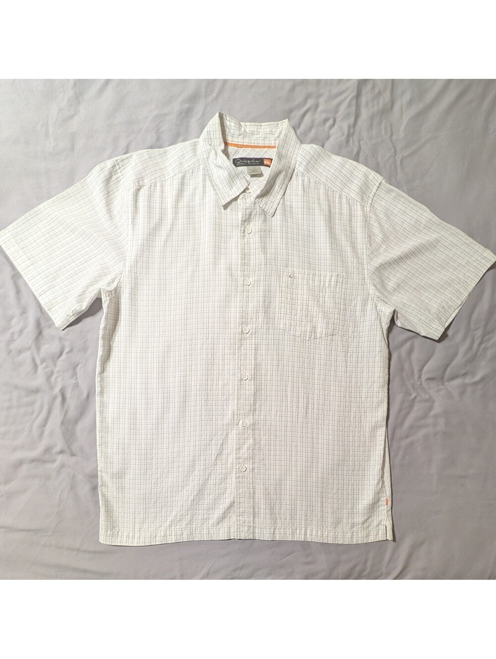 Quiksilver Waterman Men's Large Plaid Short Sleeve Button Up Shirt